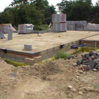 New dwelling being constructed upon piled ground beam with Pecafil Formwork. 220 mm diam