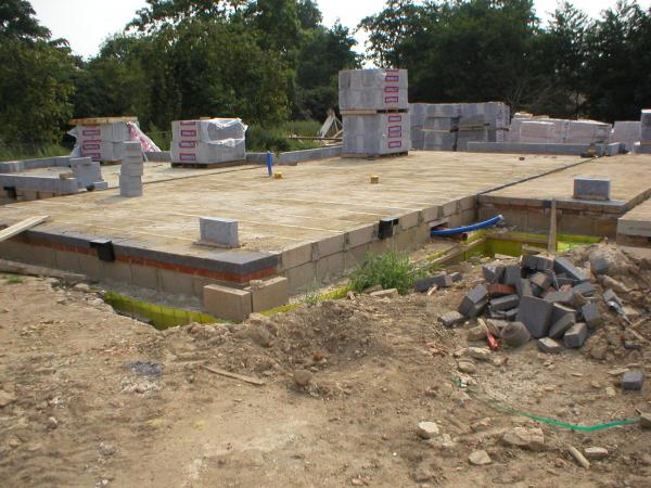 New dwelling being constructed upon piled ground beam with Pecafil Formwork. 220 mm diam