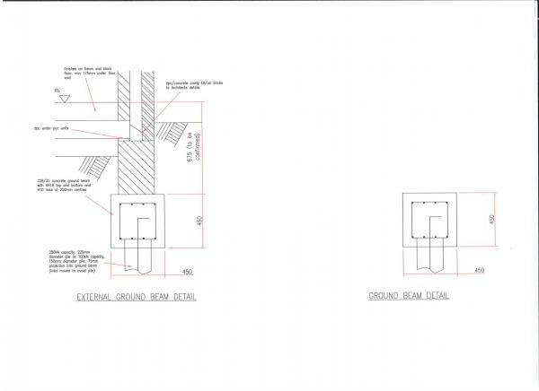 Typical detail of piled ground bear to new dwelling or extension